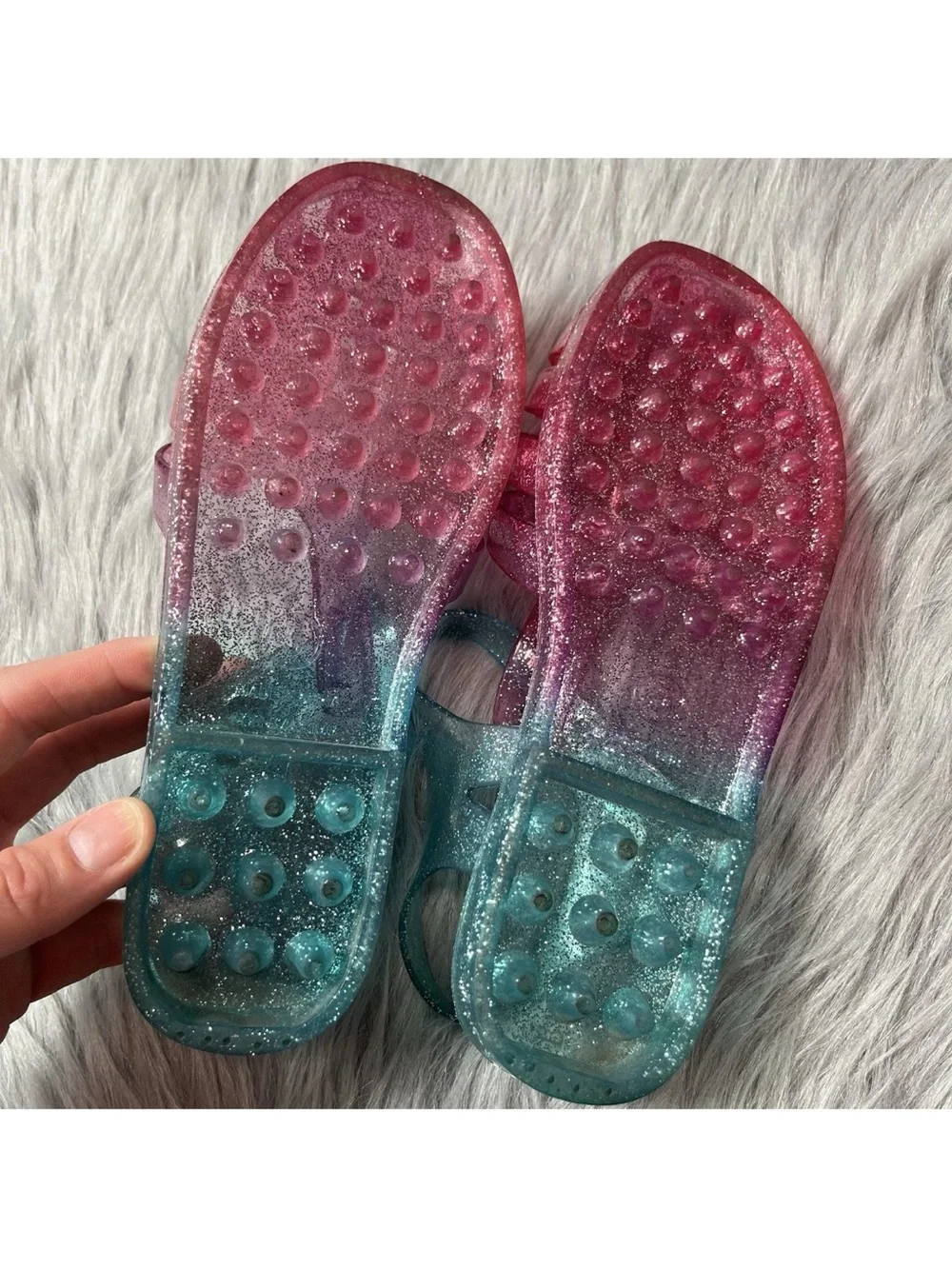 The Children’s Place Ombre Glitter Pink Jelly Sandals Girls Size 5